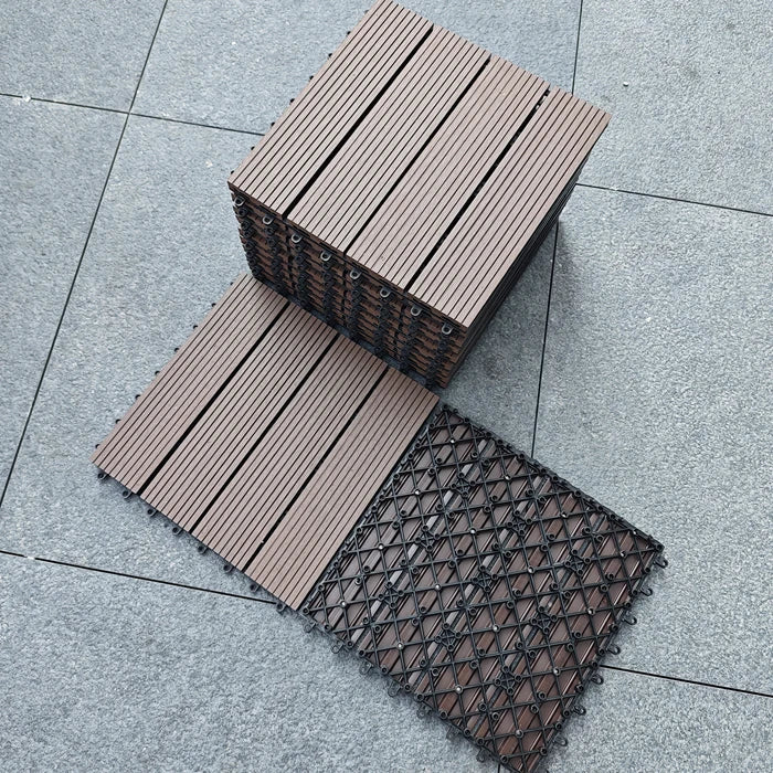 WPC Deck Tiles Outdoor Balcony Easy Interlocking Installation