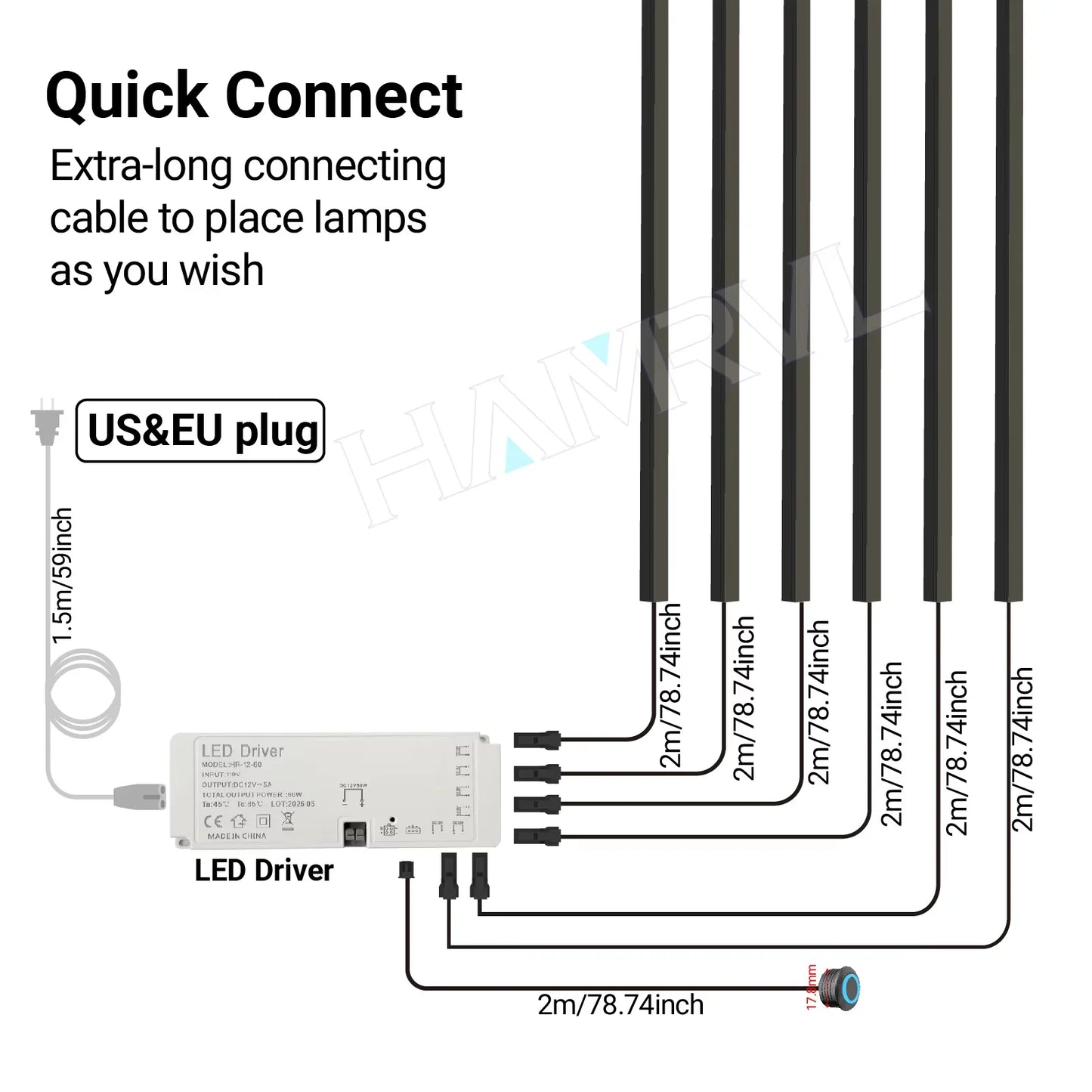 LED Light Bar for Wood Slat Wall, Recessed Touch