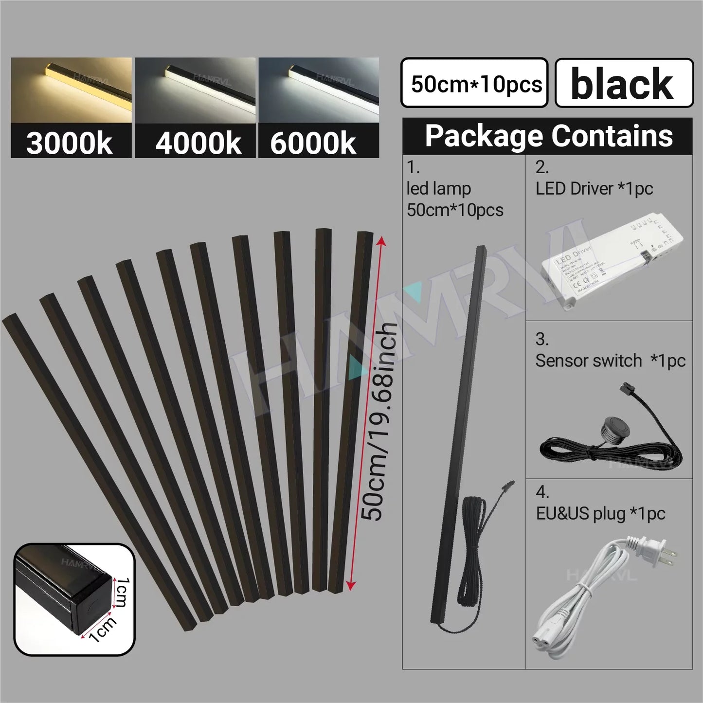 LED Light Bar for Wood Slat Wall, Recessed Touch