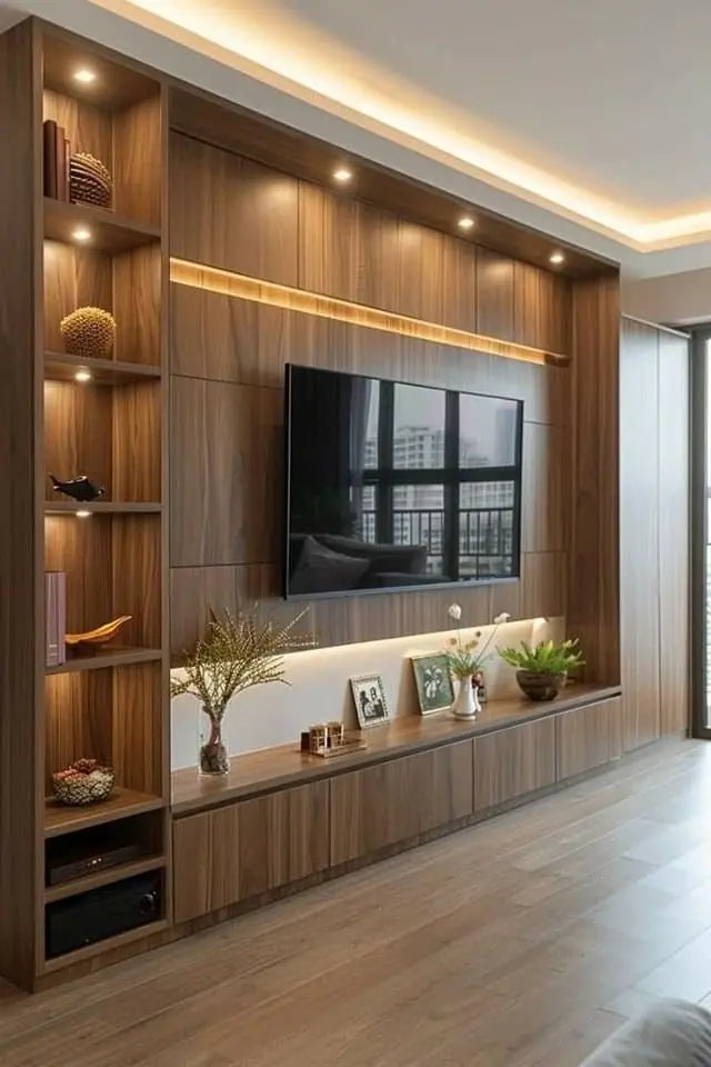 Modern Pantry Living White Oak TV Room