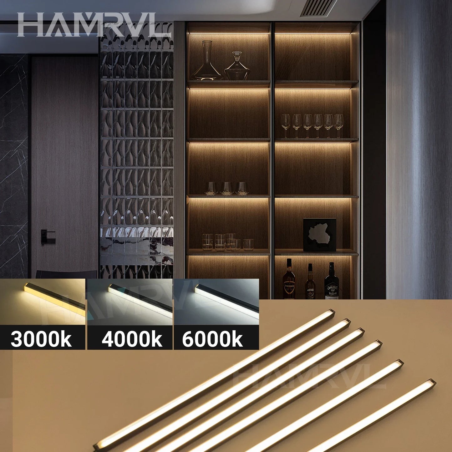 LED Light Bar for Wood Slat Wall, Recessed Touch