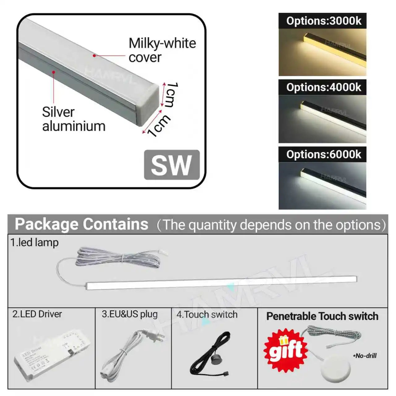 Touch Sensor LED for Wood Slat Wall Panels Decor