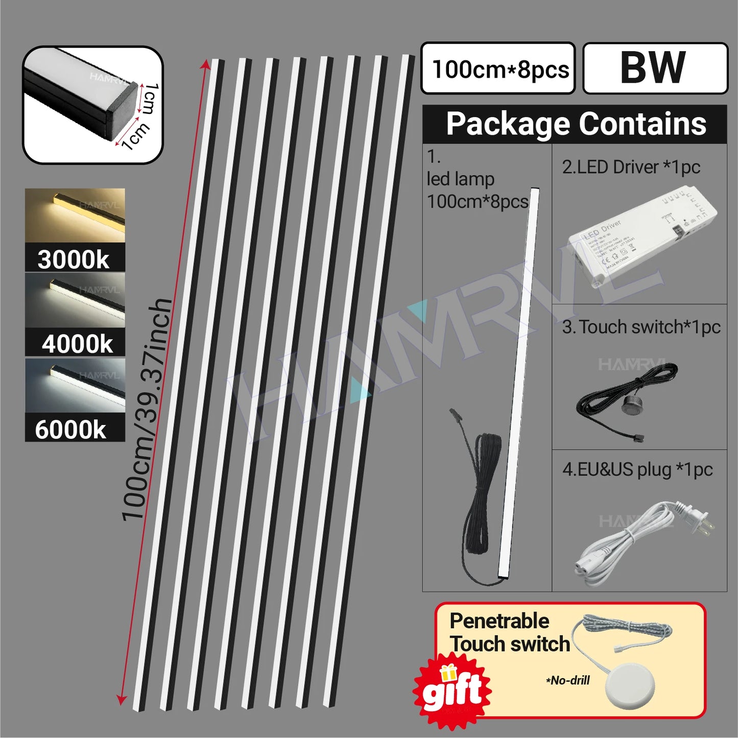 LED Strip Light for Wood Slat Wall Panel No-drill