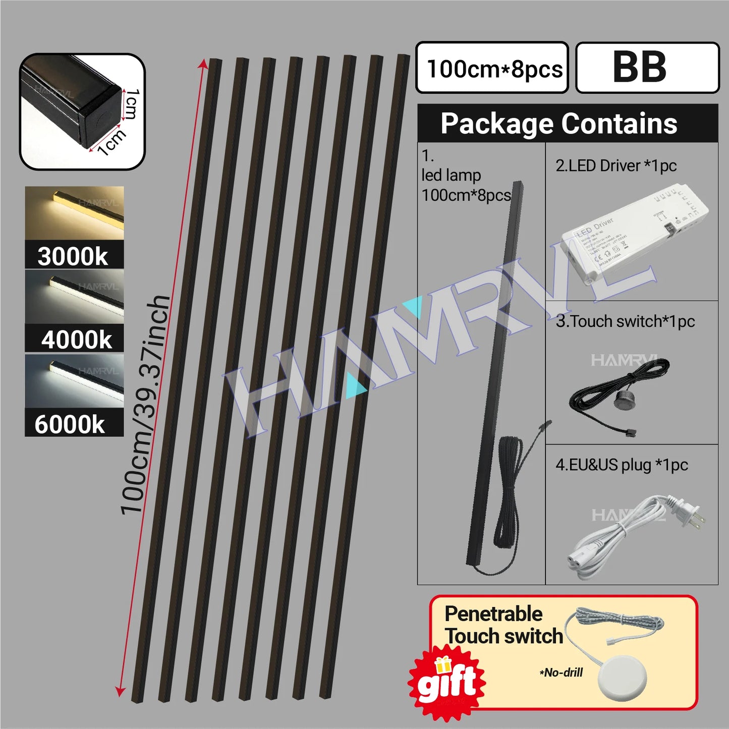 LED Strip Light for Wood Slat Wall Panel No-drill
