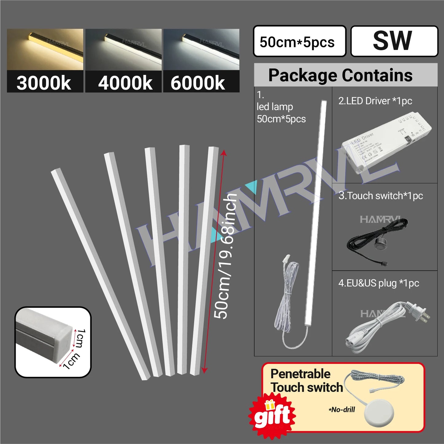 LED Strip Light for Wood Slat Wall Panel No-drill