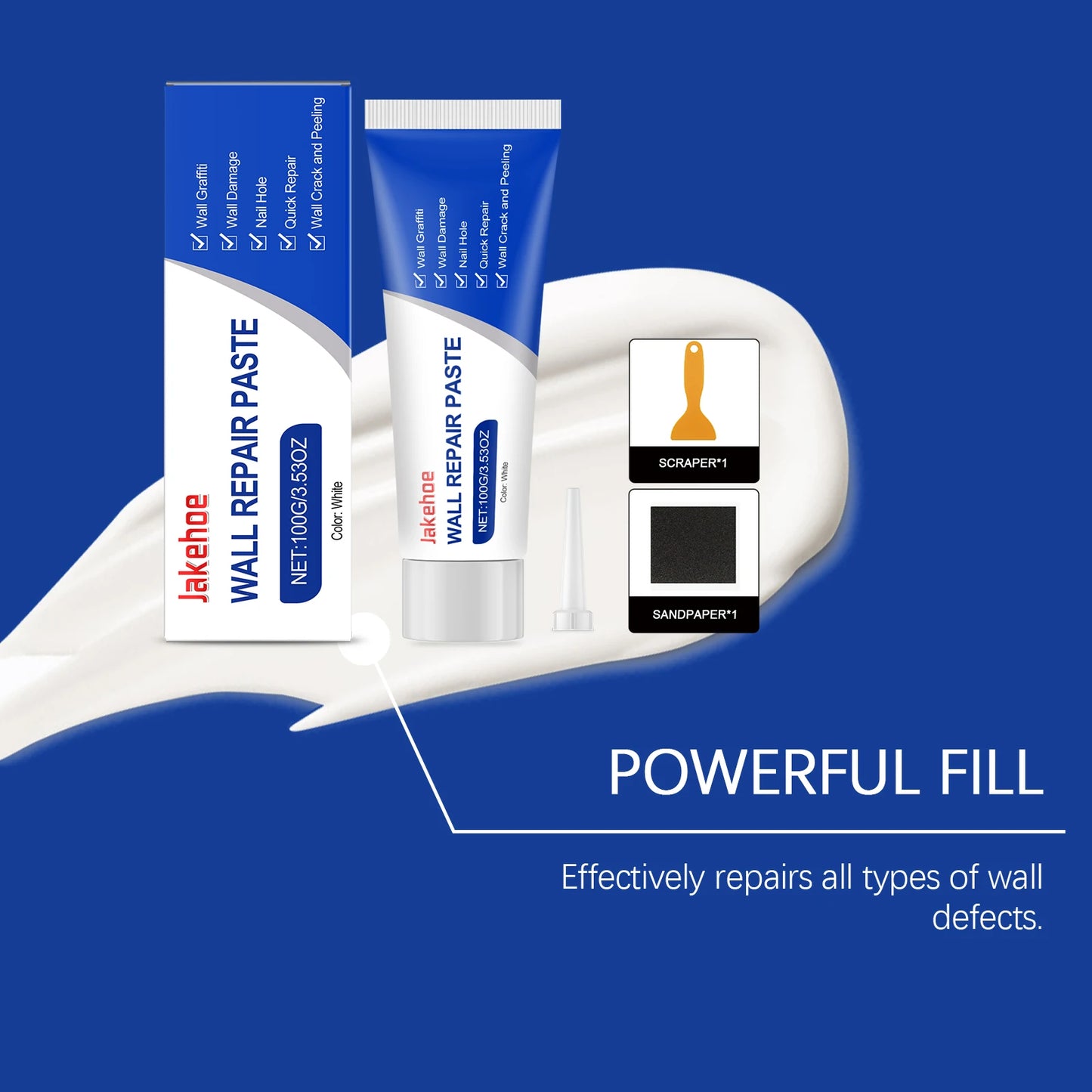 Wall Repair Paste Kit Fill Holes Cracks Graffiti Strong Adhesion Easy DIY