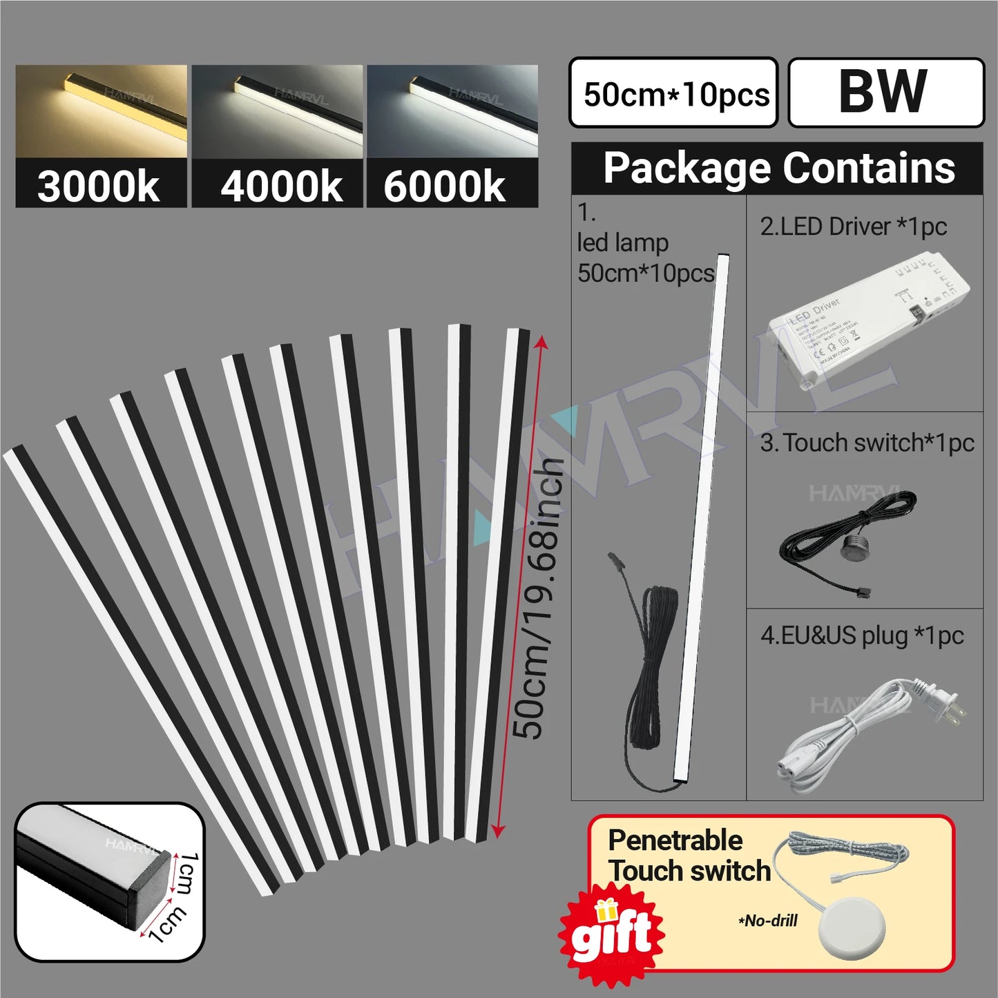 LED Strip Light for Wood Slat Wall Panel No-drill