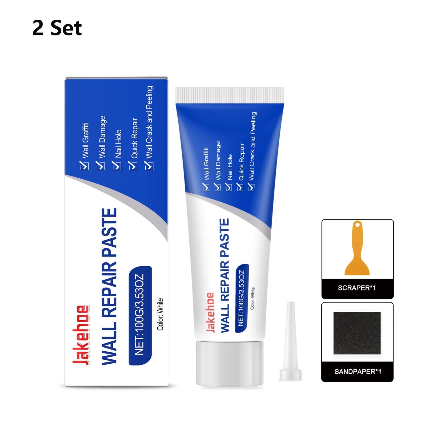 Wall Repair Paste Kit Fill Holes Cracks Graffiti Strong Adhesion Easy DIY