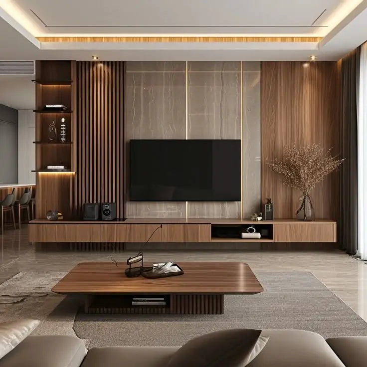 Modern Pantry Living White Oak TV Room