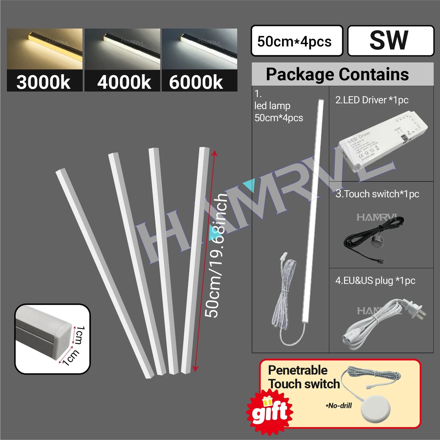LED Strip Light for Wood Slat Wall Panel No-drill