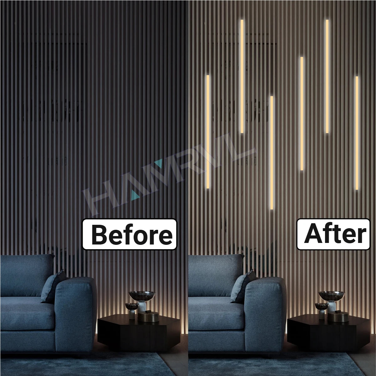 Touch Sensor LED for Wood Slat Wall Panels Decor