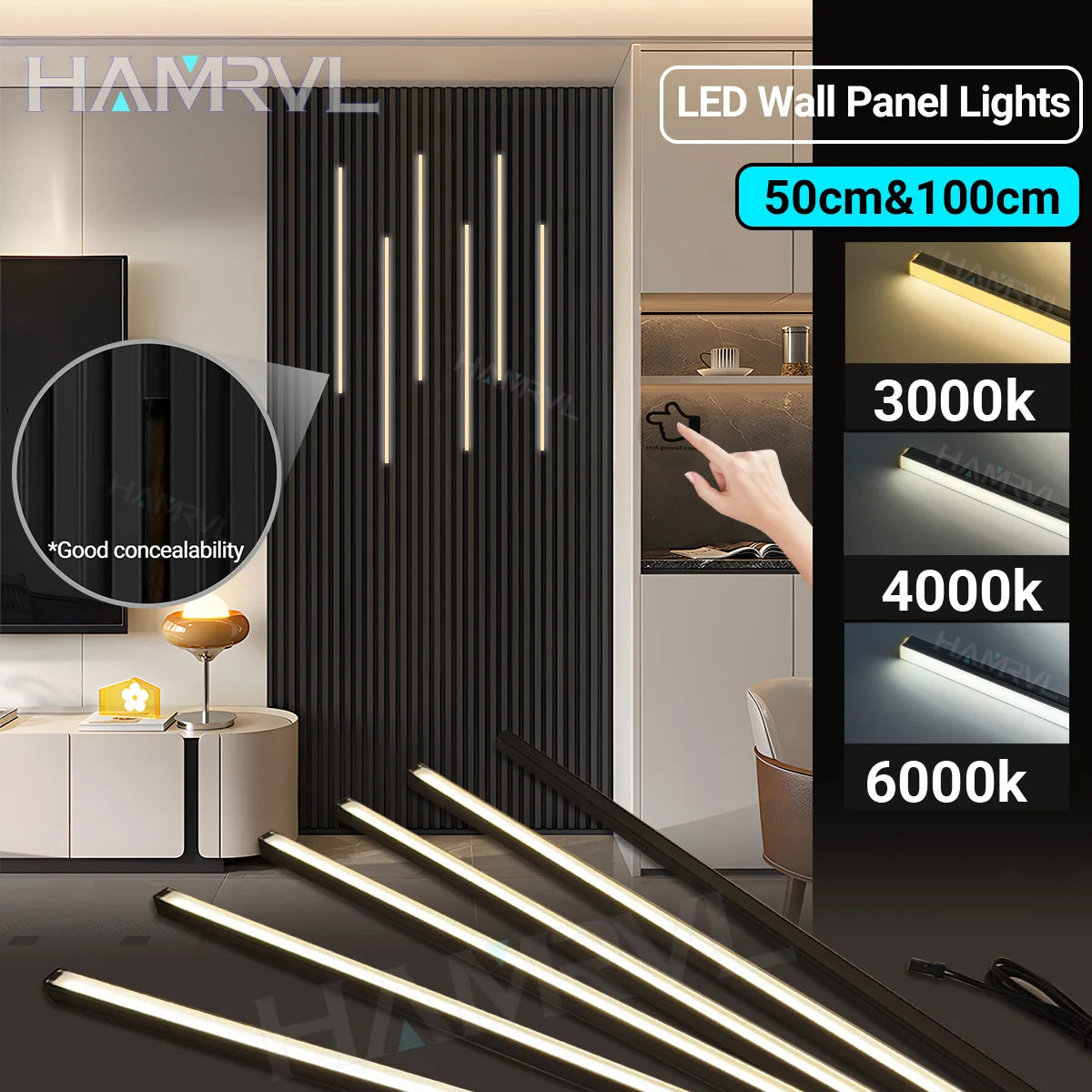 LED Strip Light for Wood Slat Wall Panel No-drill