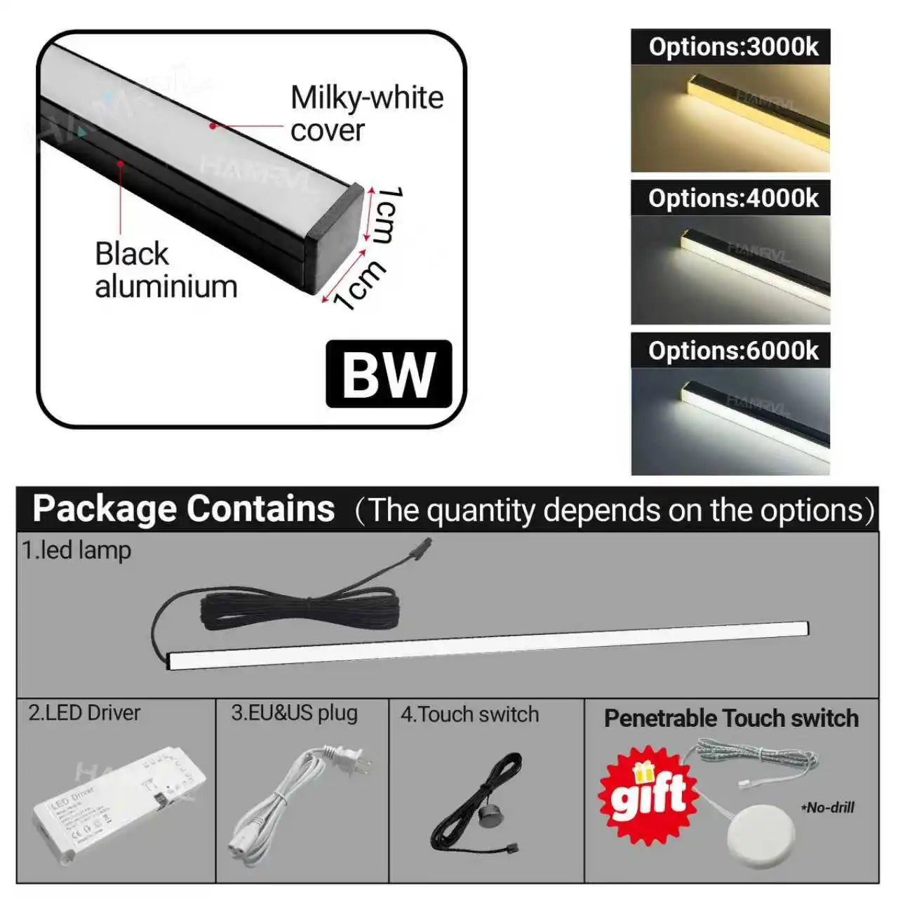 Touch Sensor LED for Wood Slat Wall Panels Decor