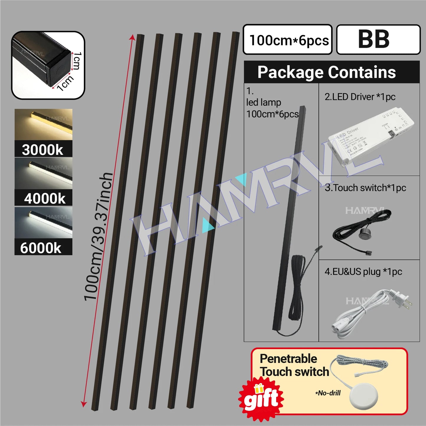 LED Strip Light for Wood Slat Wall Panel No-drill
