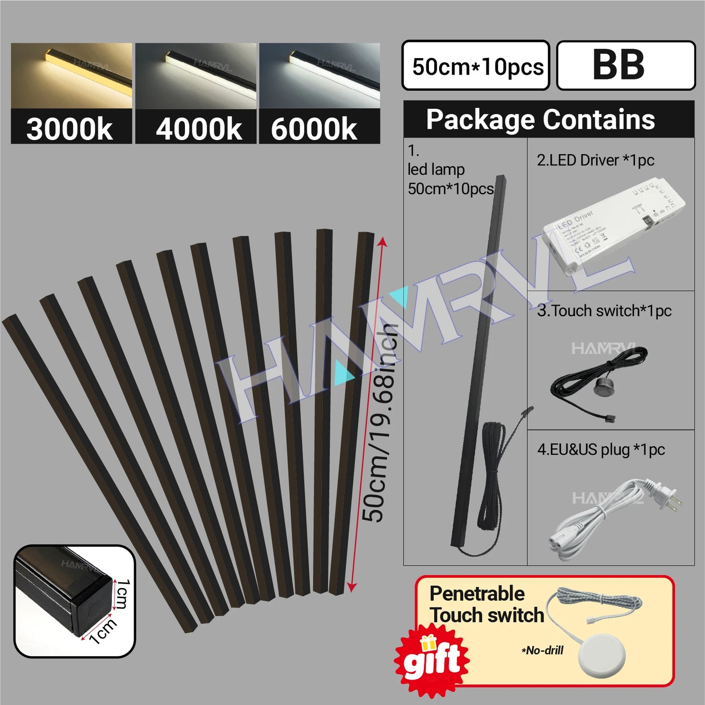 LED Strip Light for Wood Slat Wall Panel No-drill